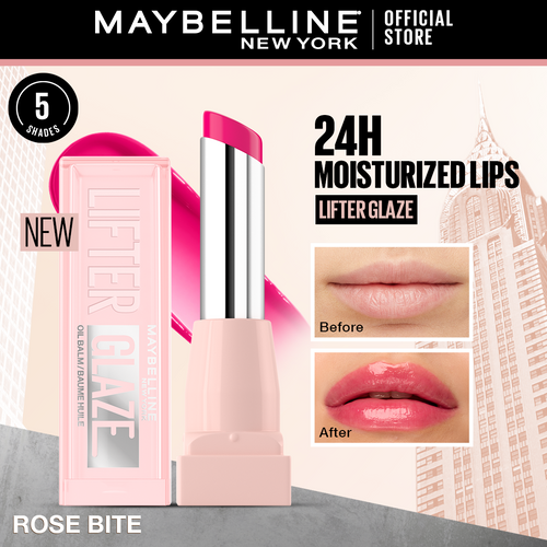 Maybelline New York - Tinted Lip Oil Balm With Cherry Extract - 24hr Hydrated Lips Lifter Glaze 003 Rose Bite