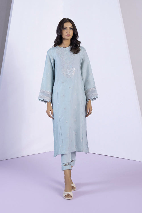 Sapphire- 2 Piece - Embroidered Linen Suit
