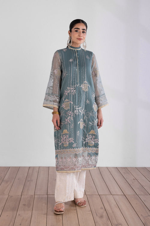 Sapphire - Embroidered Organza Shirt