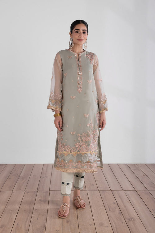 Sapphire - Embroidered Organza Shirt