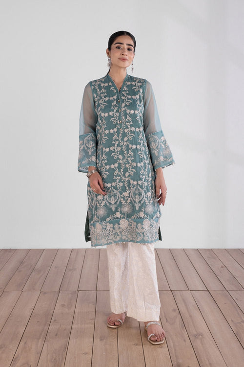 Sapphire - Embroidered Organza Shirt
