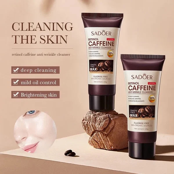 Sadoer Facial Cleanser Anti-wrinkle Foam Deep Cleaning & Moisturizing Oil Control Caffeine Face Wash 100g SD01499