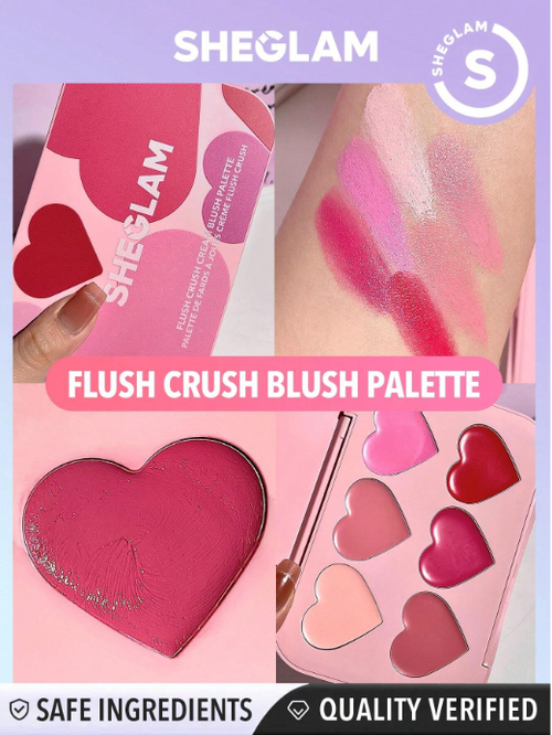 Sheglam - Flush Crush Cream Blush Palette-blushing Bouquet 6-color Creamy Heart Blush Palette
