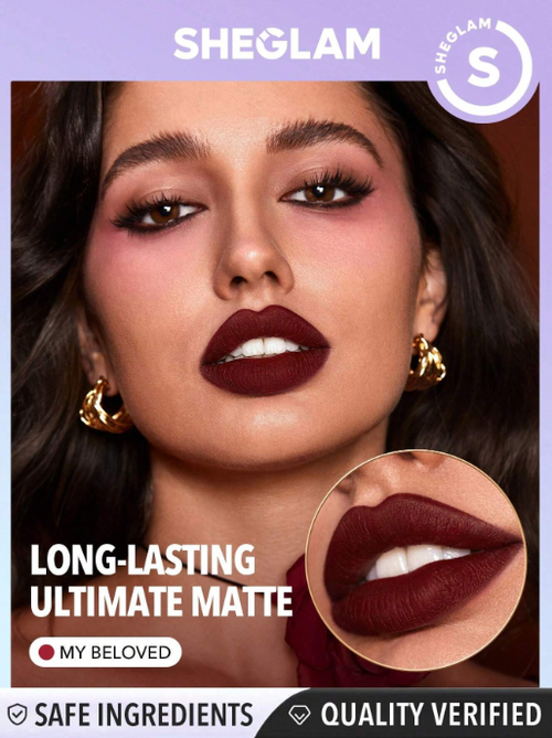 Shein Sheglam - Dynamatte Boom Long-lasting Matte Lipstick (ember Rose Ver.)-my Beloved Valentines Gift Red Lipstick