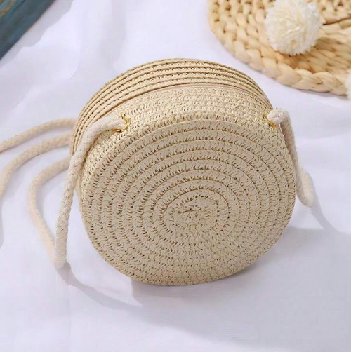 Shein - 1pcs 12cm Grey Small Round Bag