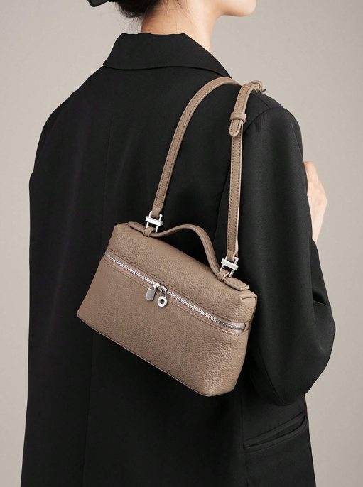 Shein - One Solid Color Lychee Pattern Pu Square Shoulder Bag