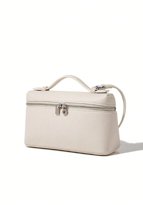 Shein - 1pc Plain Litchi Texture Pu Square Shoulder Bag