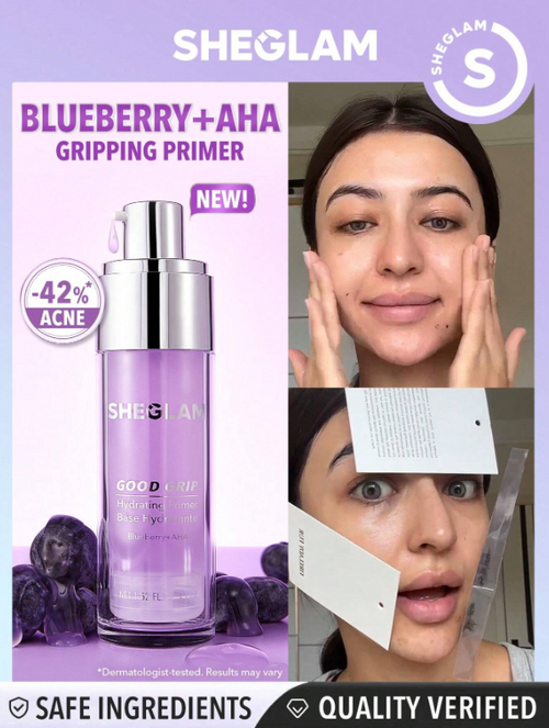Shein Sheglam - Good Grip Hydrating Primer-blueberry+aha - Mauve Purple
