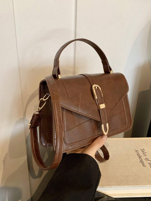 Shein - Yp Fashionable Women's Pu Handbag, Solid Color Shoulder Bag