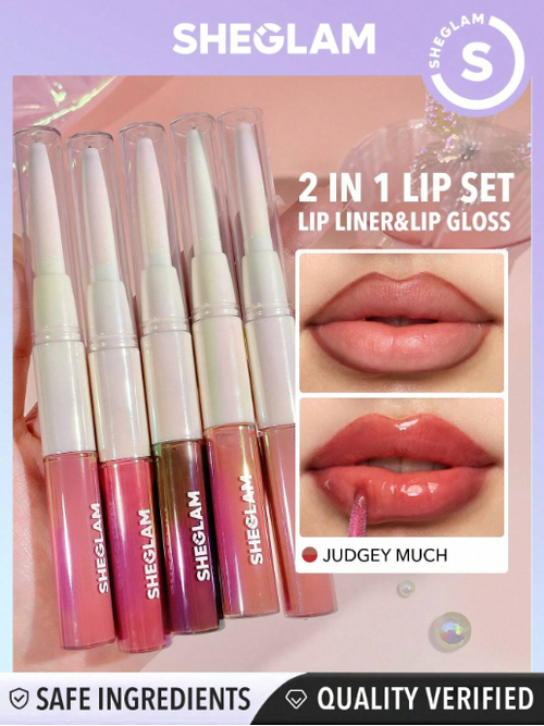Shein Sheglam - Lip Rules Liner & Gloss Pen-golden Rule 2-in-1 Moisturizing Liquid Lipstick Judgey Match