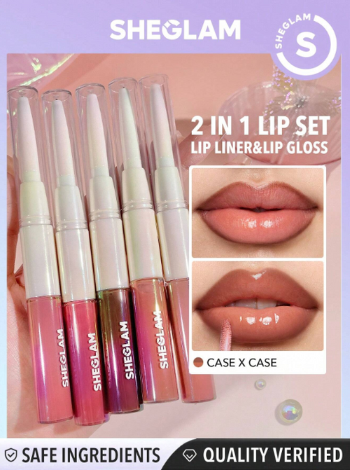 Shein Sheglam - Lip Rules Liner & Gloss Pen-golden Rule 2-in-1 Moisturizing Liquid Lipstick Case X Case