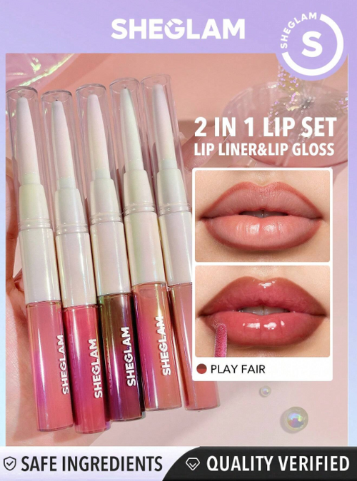 Shein Sheglam - Lip Rules Liner & Gloss Pen-golden Rule 2-in-1 Moisturizing Liquid Lipstick Play Fair