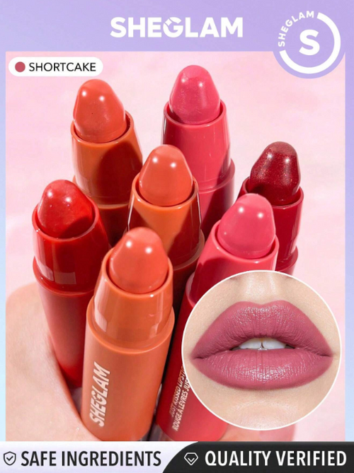 Shein Sheglam - Just Kissed Lipstick Crayon-shortcake Creamy-matte Smooth Lipstick High Pigment Short Cake