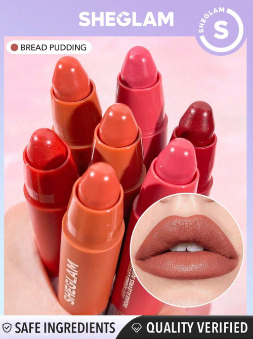 Shein Sheglam - Just Kissed Lipstick Crayon-shortcake Creamy-matte Smooth Lipstick High Pigment Bread Pudding