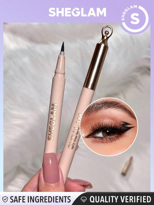 Shein Sheglam - So Rich Waterproof Liquid Eyeliner Highly Pigmented Black Matte Eyeliner Pencil Quick Drying Ultra-fine Waterproof And Sweat-proof