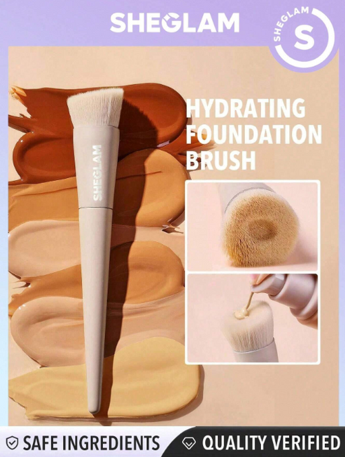 Shein Sheglam - Skinfinite Foundation Brush Synthetic Flat Top Grooved Design Foundation Brush