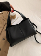 Shein - Fashionable Solid Color Litchi Grain Minimalistic Pu Leather Square Tote Bag