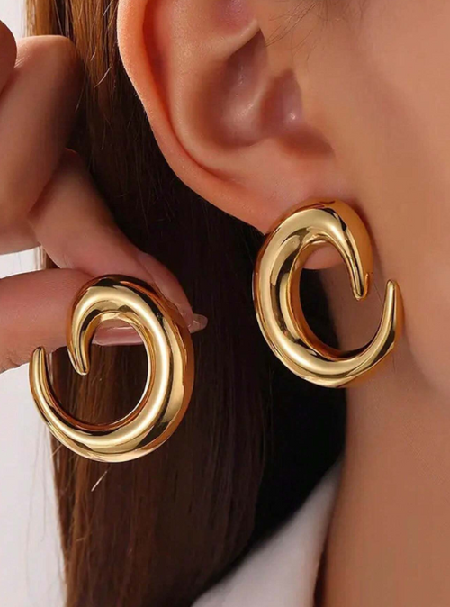 Shein - 1pair Elegant &amp; Cute Stainless Steel Hoop Earrings - Chic Daily Wear Accessory For Women