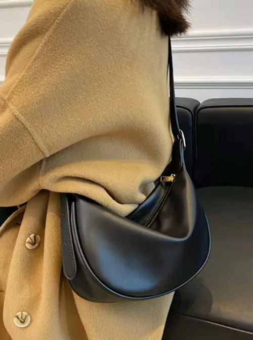 Shein - Autumn/winter New Black Pu Shoulder Diagonal Crossbody Bag