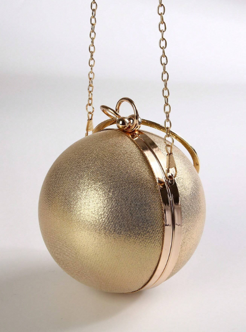 Shein - Minimalist Spherical Clutch Bag, Personality Round Ball Style Evening Bag For Lady, Pu Material Party Purse