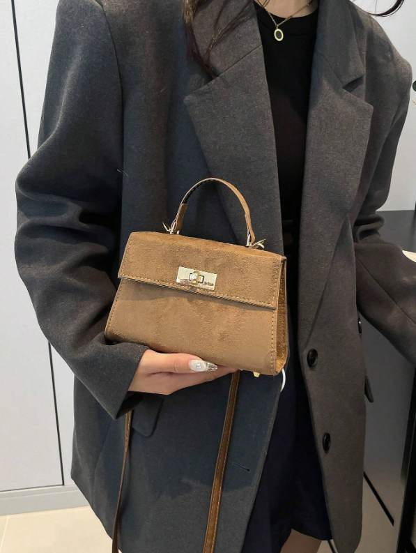 Shein - Minimalist High-end Fashion Print Solid Color Shoulder Crossbody Square Bag