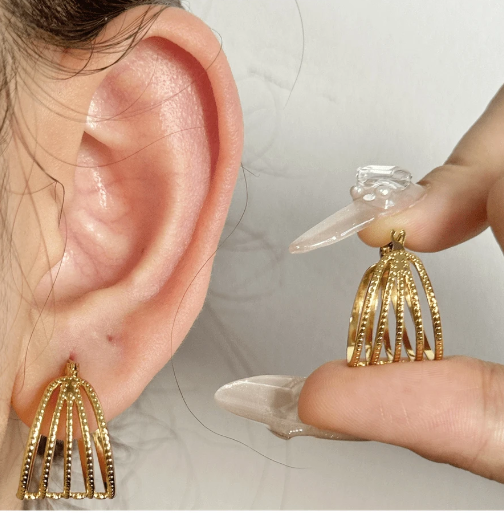 Shein - Geometric C-shaped Retro Multi-layer Hollow Earrings