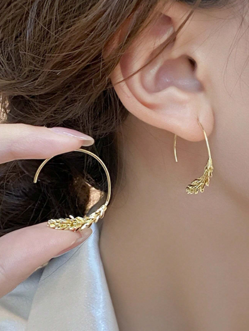 Shein - Unique Wheat Ear Design Stud Earrings, Sophisticated And Versatile Fashion Earring