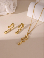 Shein - Mestilo 3pcs Minimalist Twisted Line Stainless Steel Necklace & Earring Jewelry Set
