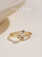 Shein - Ficcino Gold Plated Cubic Zirconia Butterfly Adjustable Ring