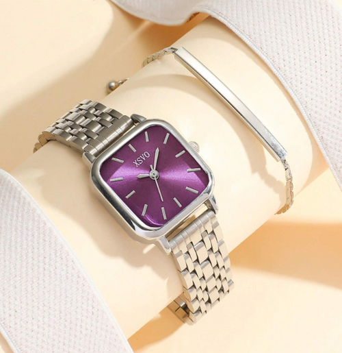 Shein - Ins Style Stainless Steel Strap Watch Set, Minimalist And Sophisticated Quartz Women's Wrist Watch, 2pcs/set