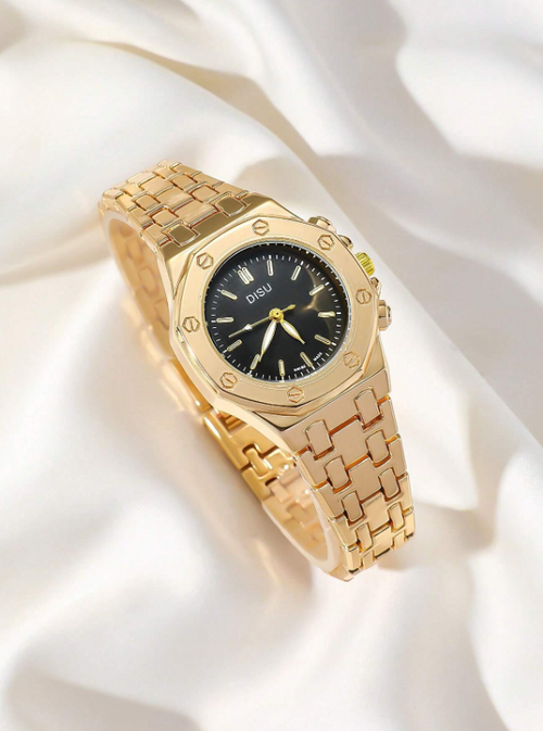 Shein - Disu 1pc Disu Women Stainless Steel Strap Classic Business Quartz Watch With Crystals