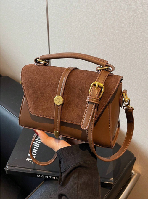 Shein - Pu Leather & Faux Suede Mini Handbag & Crossbody Bag For Women