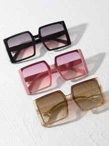 Shein - 3pcs Pink Square Sunglasses Shades