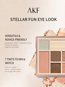 Shein - 7-Shade Eyeshadow Palette Eye Makeup Splints Powdery Delicate Glittering Preppy Matte-9g