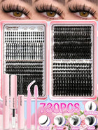 Shein - 730PCS Individual Lash Clusters D Curl 9-18mm Bottom Lashes Spike Fairy Style 80D-120D Mixed DIY Lash Extension Kit