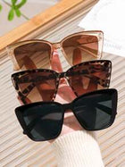 Shein - Elegant 3pairs Women Cat Eye Frame Sunglasses Black Tea Leopard Glasses Y2K Fashion Sunglasses