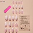 Shein - Elevate Your Style with 24pcs Long Almond Khaki French Leaf Pattern Fake Nail & 1sheet Tape & 1pc Nail File