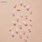 Shein - Elevate Your Style with 24pcs Long Almond Khaki French Leaf Pattern Fake Nail & 1sheet Tape & 1pc Nail File