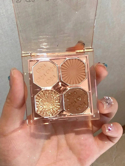 Shein - Four-Color Eyeshadow Palette, Long-Wearing Makeup Eyeshadow Palette Nude Shimmer Pigmented Eye Shadow 02 Seductive Rose