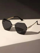 Shein - Pearl Decor Rimless Fashion Glasses