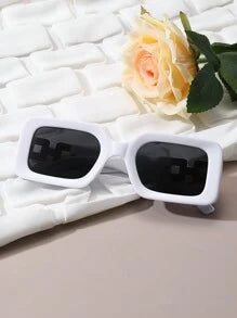Shein - Retro Square Plastic Unisex Sunglasses, Fashionable Classic Style