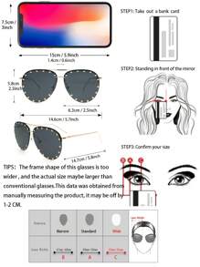 Shein - Studded Decor Aviator Fashion Glasses