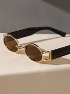 Shein - Trendy Oval Frame Fashion Glasses Fit For Outdoor, Vacation Vintage Shades