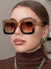 Shein - Vintage Oversized Square Plastic Frame Sunglasses, Unisex Fashionable Classic