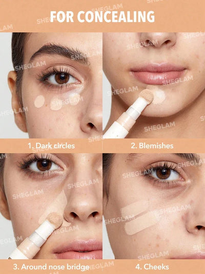 Shein Sheglam - Complexion Boost Concealer-Fair Sponge-Head Applicator Matte Liquid Concealer Long