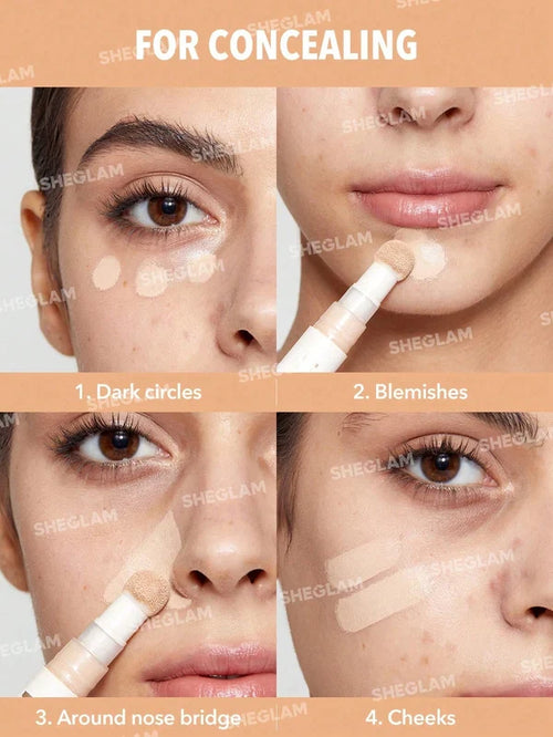 Shein Sheglam - Complexion Boost Concealer-Fair Sponge-Head Applicator Matte Liquid Concealer Long