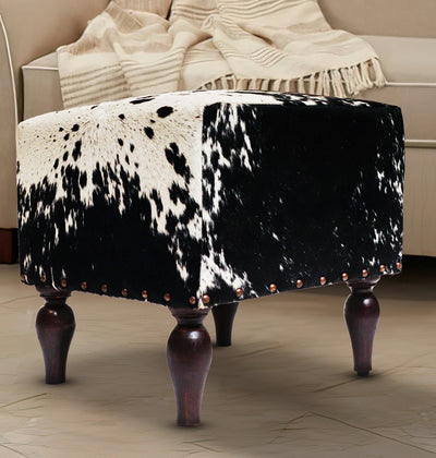 Natural Cowhide Ottoman Stool