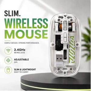 Transparent Dual Mode Wireless Mouse – Bluetooth + 2.4GHz Slim Rechargeable Silent Mouse for Laptop, PC & Mac