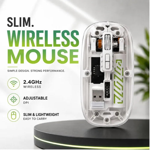 Transparent Dual Mode Wireless Mouse – Bluetooth + 2.4GHz Slim Rechargeable Silent Mouse for Laptop, PC & Mac