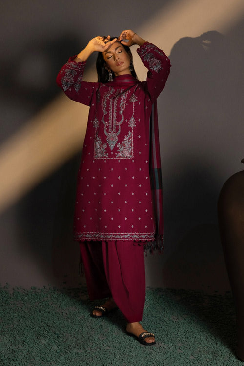 Sapphire- 3 Piece - Embroidered Khaddar Suit